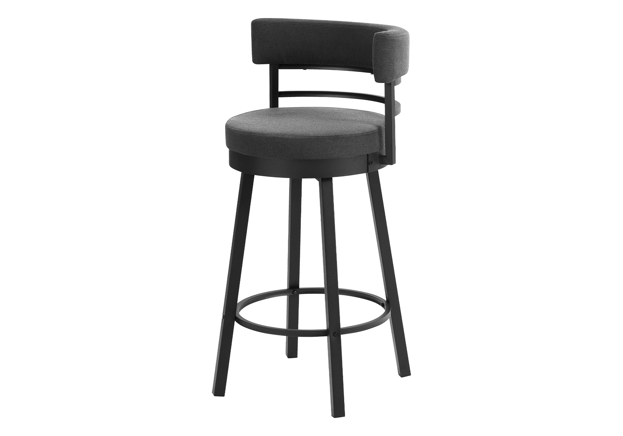 Monarch Specialties - I 2303 Barstool, 39" Height, Swivel, Bar Height, Set Of 2, Grey Fabric