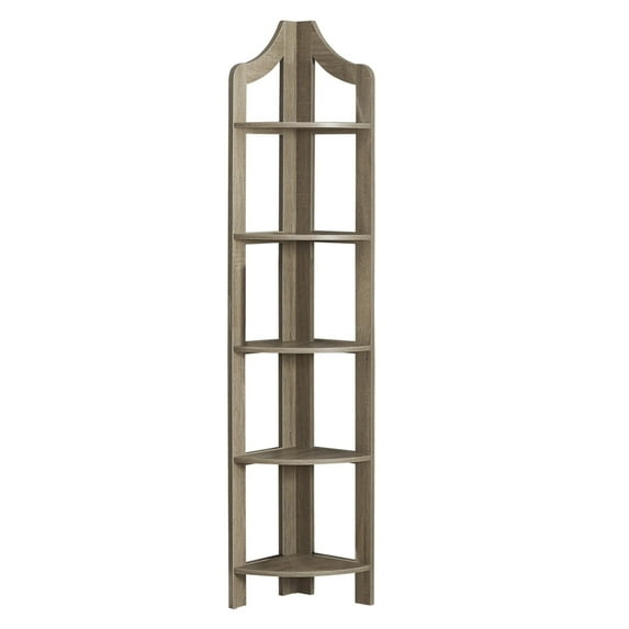 Monarch 5 Shelf Corner Bookcase in Dark Taupe