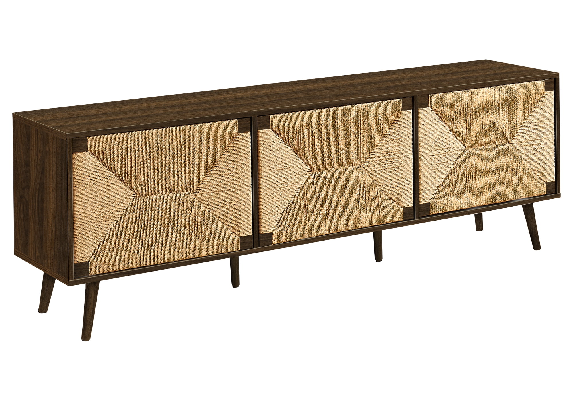 Monarch Specialties - I 2764 Tv Stand, 72 Inch, Storage Cabinet, Console, Brown Laminate