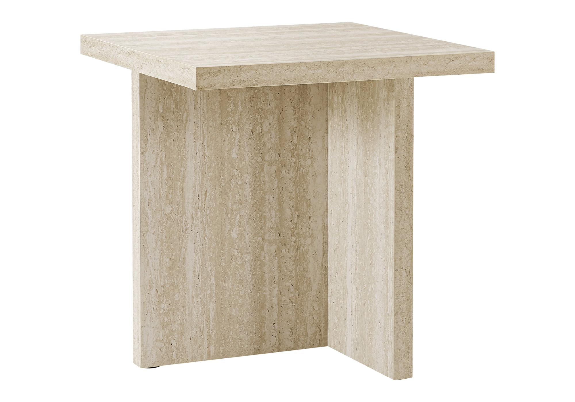 Monarch Specialties - I 2892 Accent Table, 24"H, End, Bedroom, Travertine Stone-Look Laminate