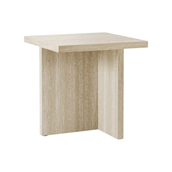 Monarch Specialties - I 2892 Accent Table, 24"H, End, Bedroom, Travertine Stone-Look Laminate