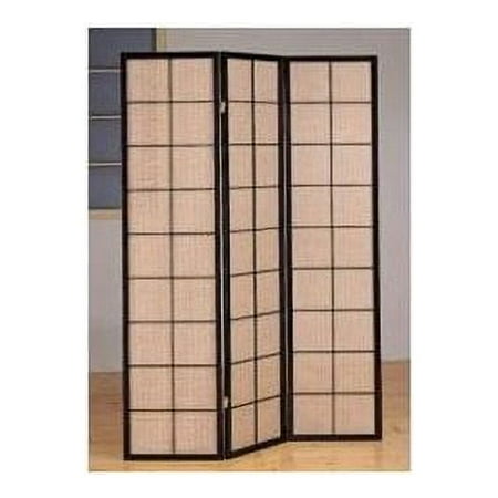 Monarch Specialties I 4628 Cappuccino 3 Panel Folding Screen With Fabric Inlay