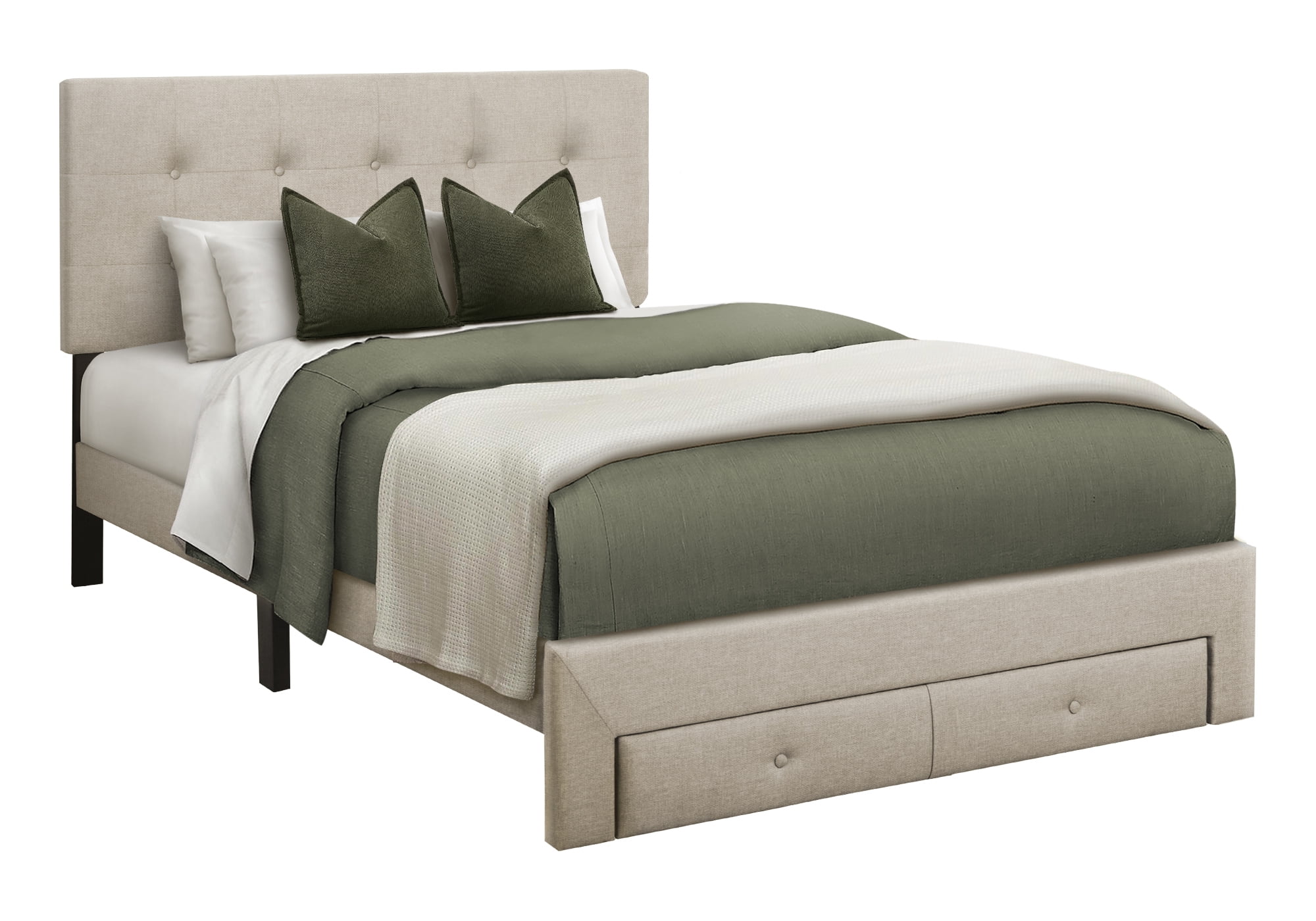 Monarch Specialties - I 5901F Bed, Full Size, Upholstered, Bedroom, Juvenile, Beige Linen Look