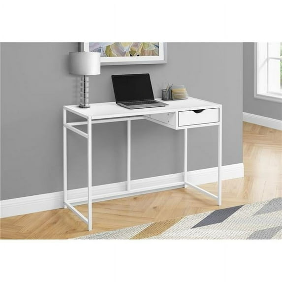 Monarch Specialties I 7570 42 in. Metal Computer Desk, White - White