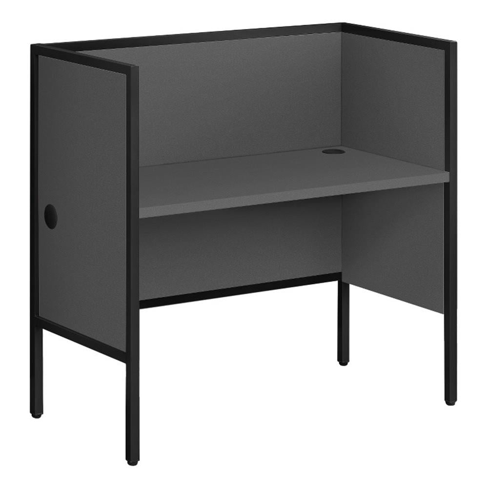 Gray Laminate and Black Metal Corner Writing Desk
