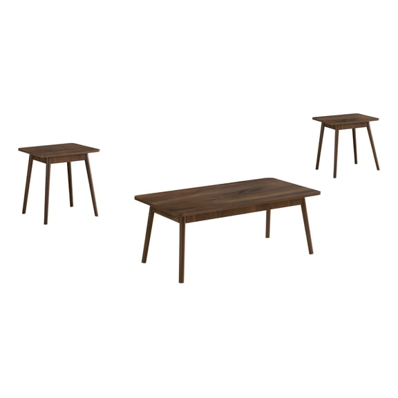 Monarch Specialties I 7850P Table Set, Coffee, End, Side, Walnut Laminate