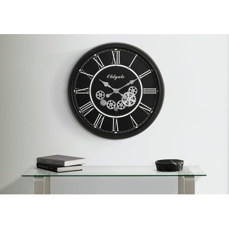 Clocks - 30" Round - Gear Mechanism - Large Oversized - Wall Clock - Black