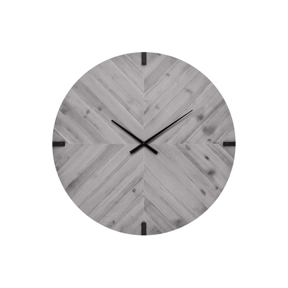 Clocks - 30" Round - Large Oversized - Wall Clock - Gray - Black Metal - LED