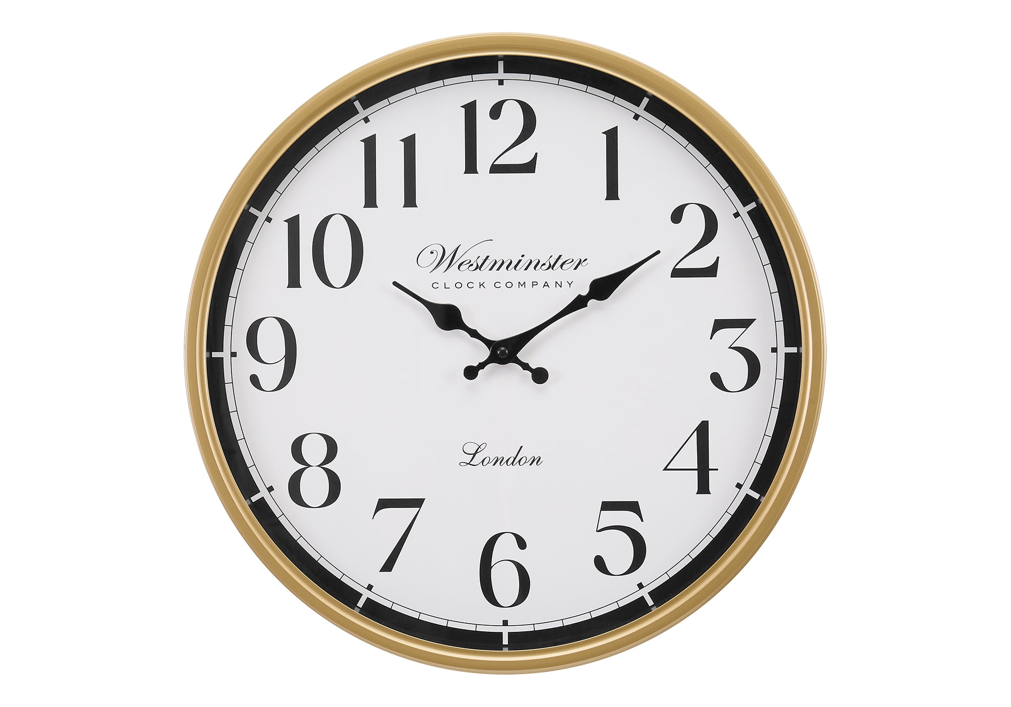 Clocks - 16" Round - Wall Clock - Gold Plastic Frame - Transitional