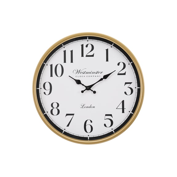 Clocks - 16" Round - Wall Clock - Gold Plastic Frame - Transitional