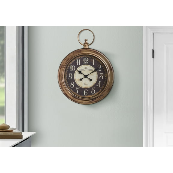 Clocks - 18" Round - Wall Clock - Antique Brown - Traditional