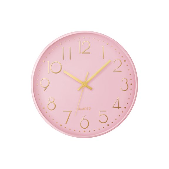 Clocks - 12" Round - Wall Clock - Pink Face - Pink Plastic Frame - Contemporary