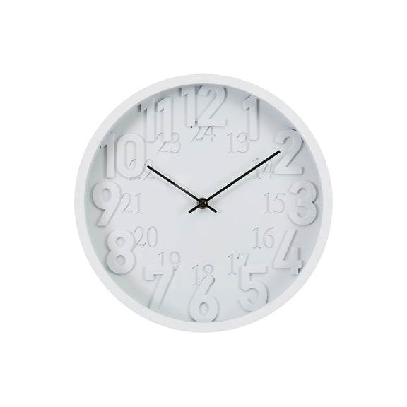 Clocks - 12" Round - Wall Clock - Juvenile - White Face - White Plastic Frame