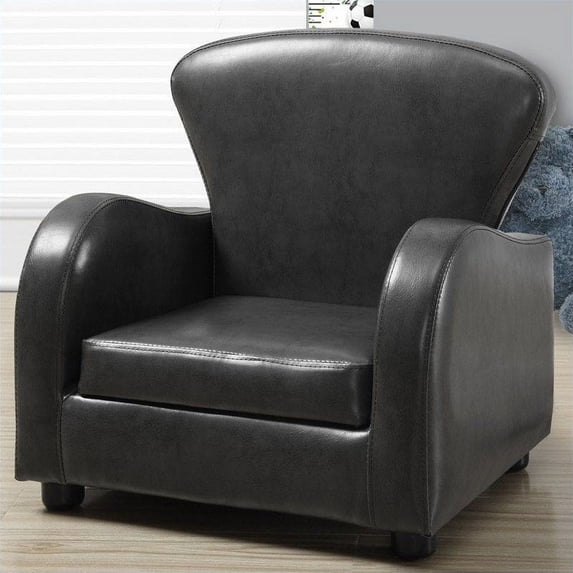 Monarch Specialties Juvenile Chair Charcoal Grey LeatherLook