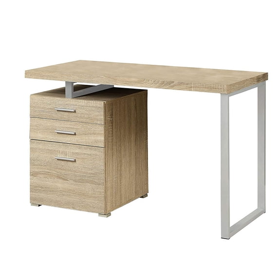 Computer Desk Home Office Laptop Storage Drawers 48"L Work Metal Natural