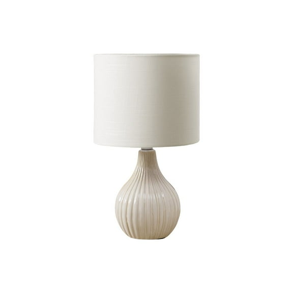 Lighting - 17"h - Table Lamp - Beige Ceramic - Ivory/Cream Shade - Contemporary