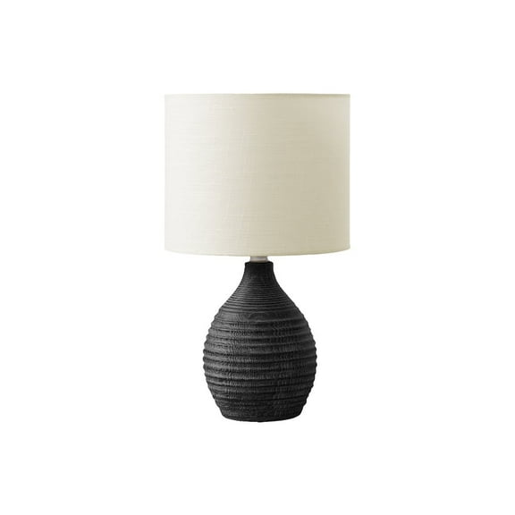 Monarch 17"H, Table Lamp, Grey Resin, Ivory / Cream Shade, Contemporary, Modern