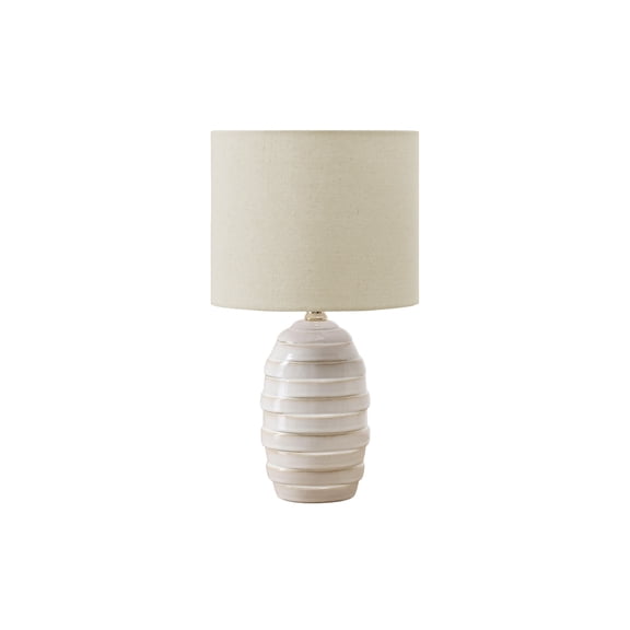 Lighting - 17"h - Table Lamp - Ivory Ceramic - Beige Shade - Contemporary
