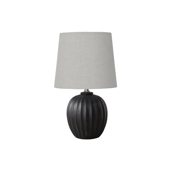 Monarch Specialties I 9868 Lighting, 19"H, Table Lamp, Black Resin, Grey Shade