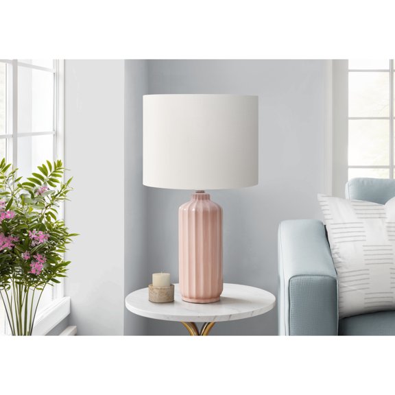 Lighting - 23"h - Table Lamp - Pink Ceramic - Ivory/Cream Shade - Contemporary