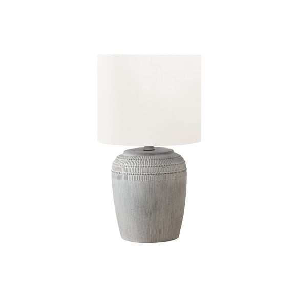 Lighting - 17"H Table Lamp - Grey Ceramic - Ivory Shade