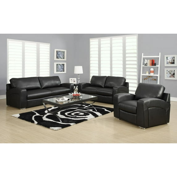 Monarch Specialties Love Seat - Black Bonded Leather