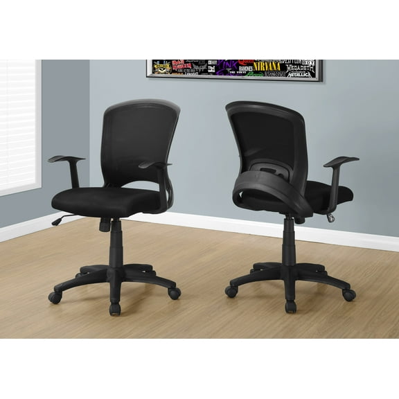 Monarch Specialties Office Chair, Swivel, Ergonomic, Armrests, Computer Desk, Work, Black Mesh
