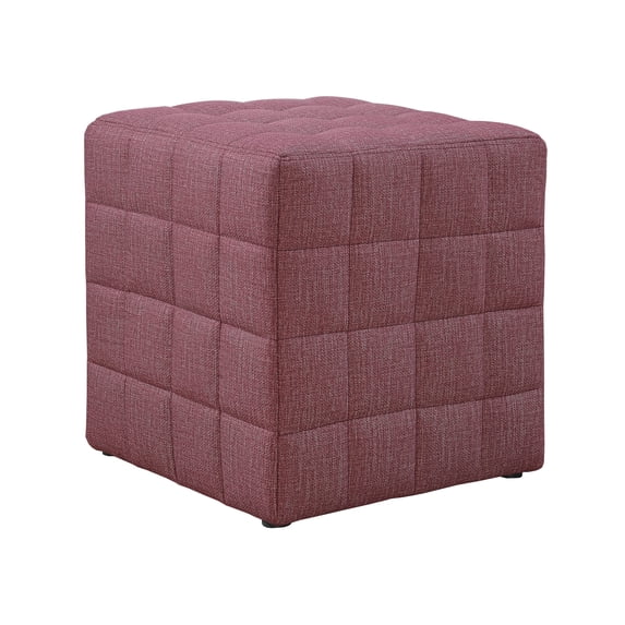 Monarch Specialties Ottoman, Pouf, Footrest, Foot Stool, 18" Square, Linen Look, Red