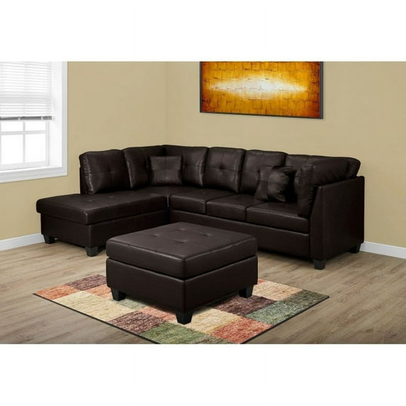 Monarch Specialties Ottoman in Dark Brown Bonded Leather (I 8376BR)