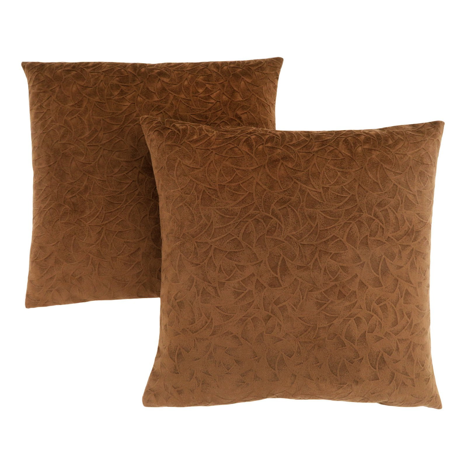Light Brown Velvet Floral Square Accent Pillows Set