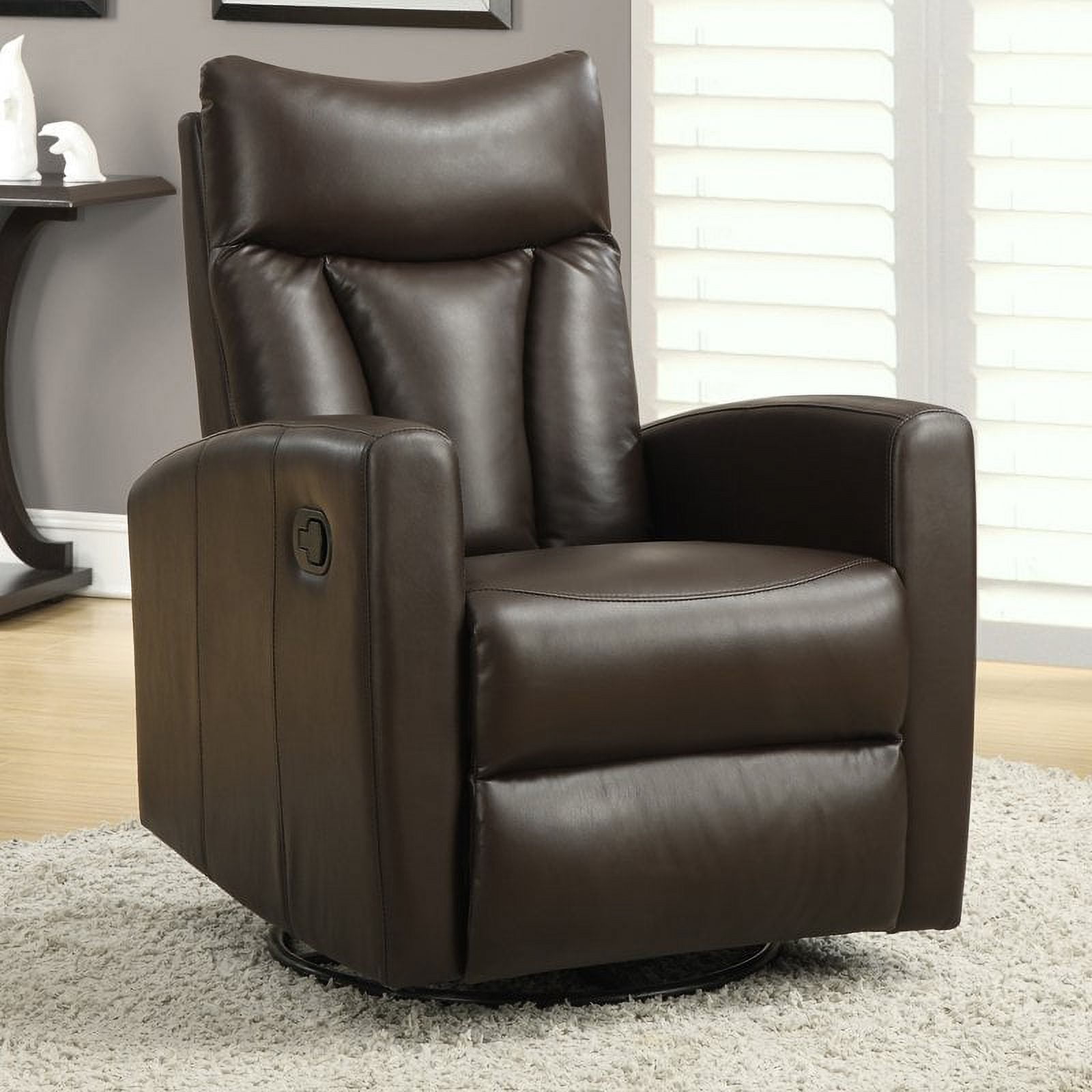 Monarch Specialties Recliner Swivel Glider Brown Bonded Leather