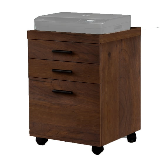 Monarch Specialties Spacious 3 Drawer Home Office Rolling Filing Cabinet, Cherry