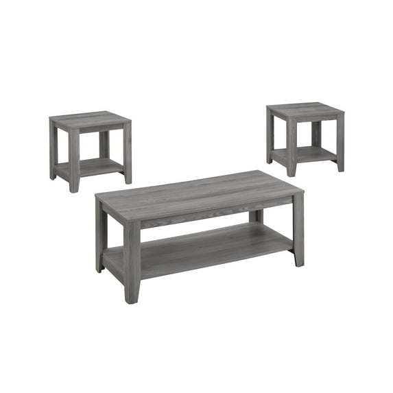 Monarch Specialties Table Set, 3pcs Set, Coffee, End, Side, Accent, Living Room, Grey Laminate