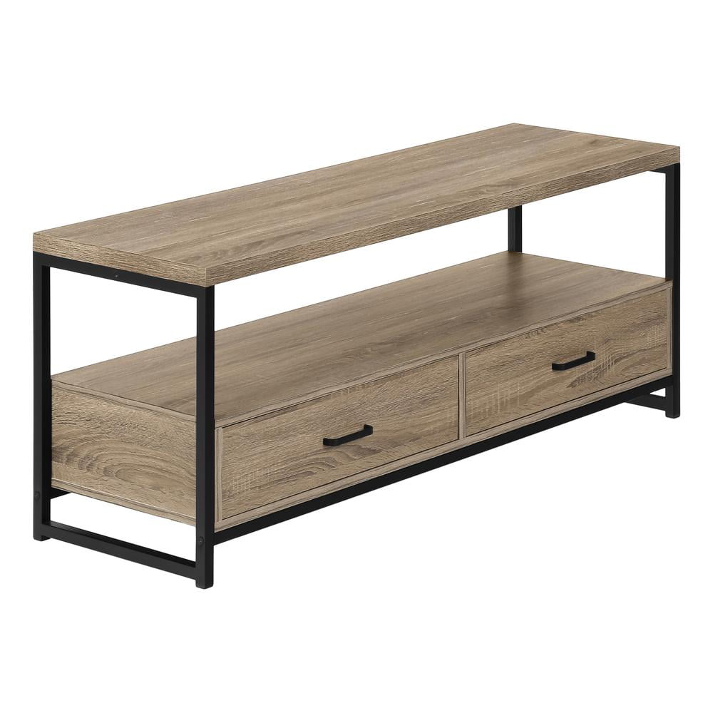 Contemporary 47-Inch Dark Taupe & Black TV Stand with Storage
