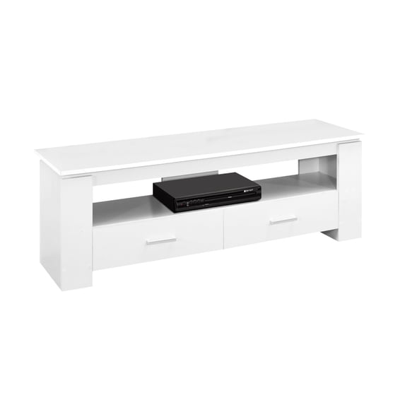 Monarch Specialties Tv Stand, 48 Inch, Console, Living Room, Bedroom, White Laminate