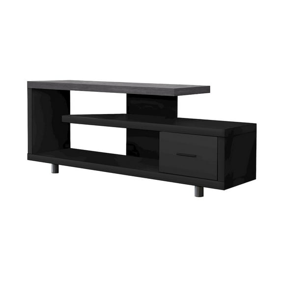 Monarch Specialties Tv Stand, 60 Inch, Console, Living Room, Bedroom, Black And Grey Laminate
