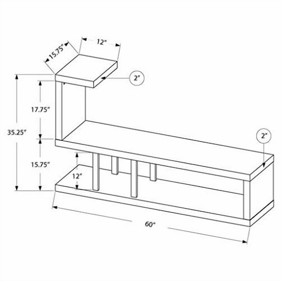 Monarch Specialties Tv Stand, 60 Inch, Console, Living Room, Bedroom, Brown Laminate