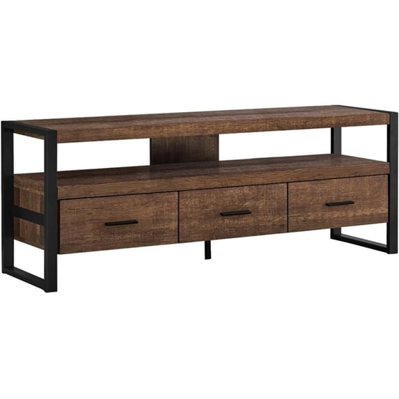 Monarch Specialties Tv Stand, 60 Inch, Console, Living Room, Bedroom, Brown Laminate