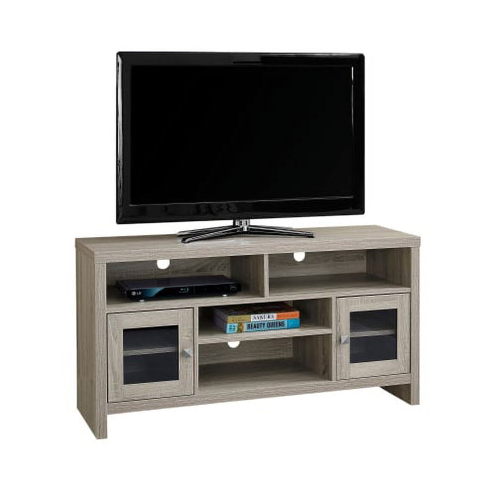 Monarch Specialties Tv Stand Dark Taupe With Glass Doors For TVs Up To