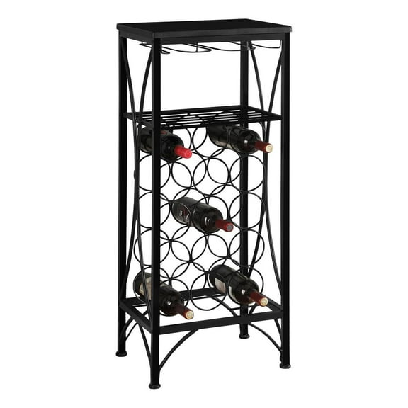 Monarch Traditional 41"H Metal Wine and Glass Rack in Black