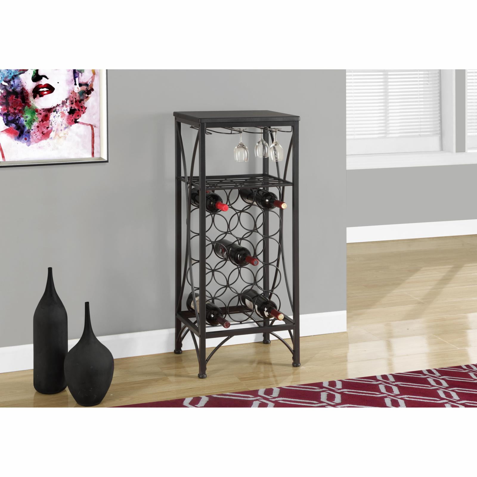Industrial Black Metal 41" Wine and Glass Rack