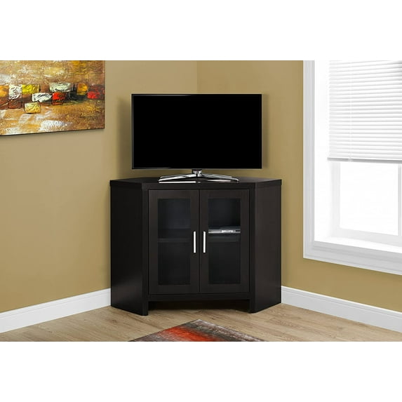 Monarch Tv Stand Cappuccino Corner With Glass Doors For TVs Up To 42"L