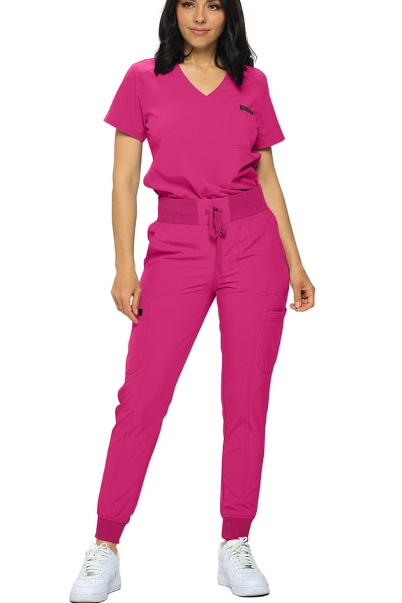 Stretchy Scrubs Women's Jogger Scrub Set In Regular and Petite Jogger Scrubs with Tuck-In Top for Women