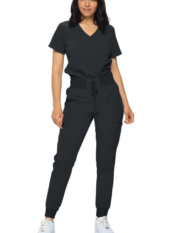 Stretchy Scrubs Women's Jogger Scrub Set In Regular and Petite Jogger Scrubs with Tuck-In Top for Women