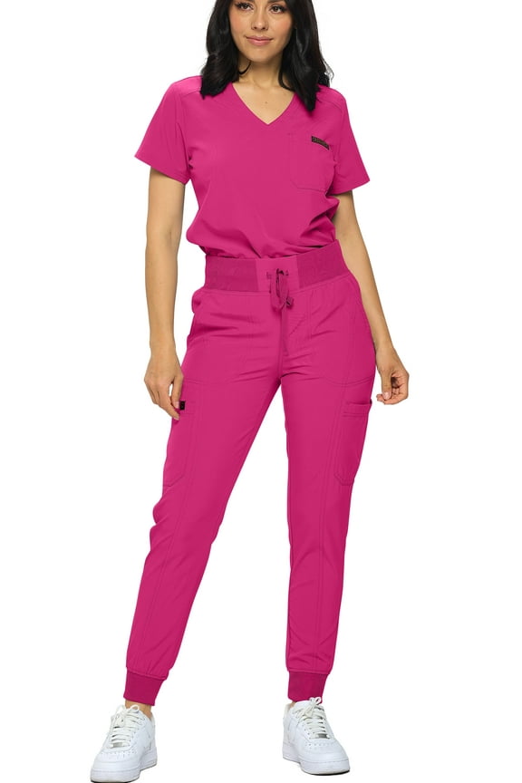 Stretchy Scrubs Women's Jogger Scrub Set In Regular and Petite Jogger Scrubs with Tuck-In Top for Women
