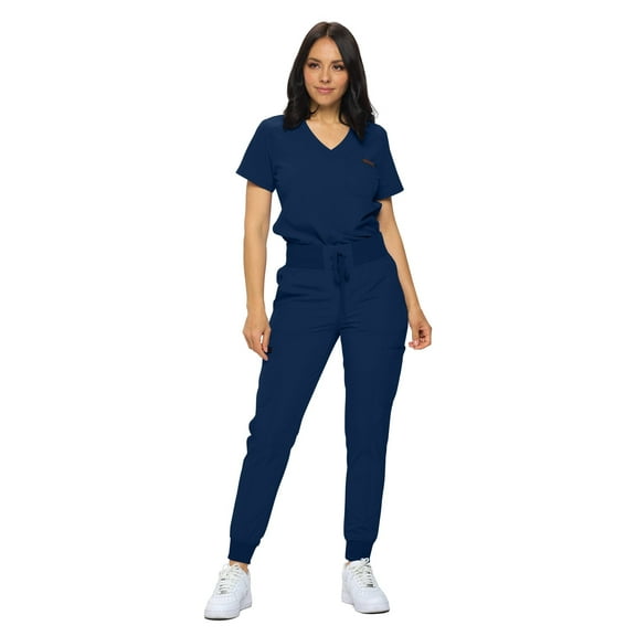 Monarch Uniforms Stretchy Scrubs Women's Jogger Scrub Set In Regular and Petite Jogger Scrubs with Tuck-In Top for Women
