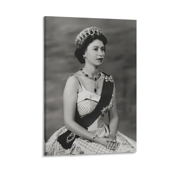 Monarchs of The United Kingdom Queen Elizabeth II Poster Posters Wall Art Painting Canvas Gift Living Room Prints Bedroom Decor Poster Artworks 16x24inch(40x60cm)