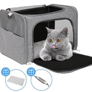 Monasem Portable Cat Carrier, Travel Pet Carrier for Cat, Small Dogs & Puppies, Pet Kennel Carrier Up to 33 lbs, Gray