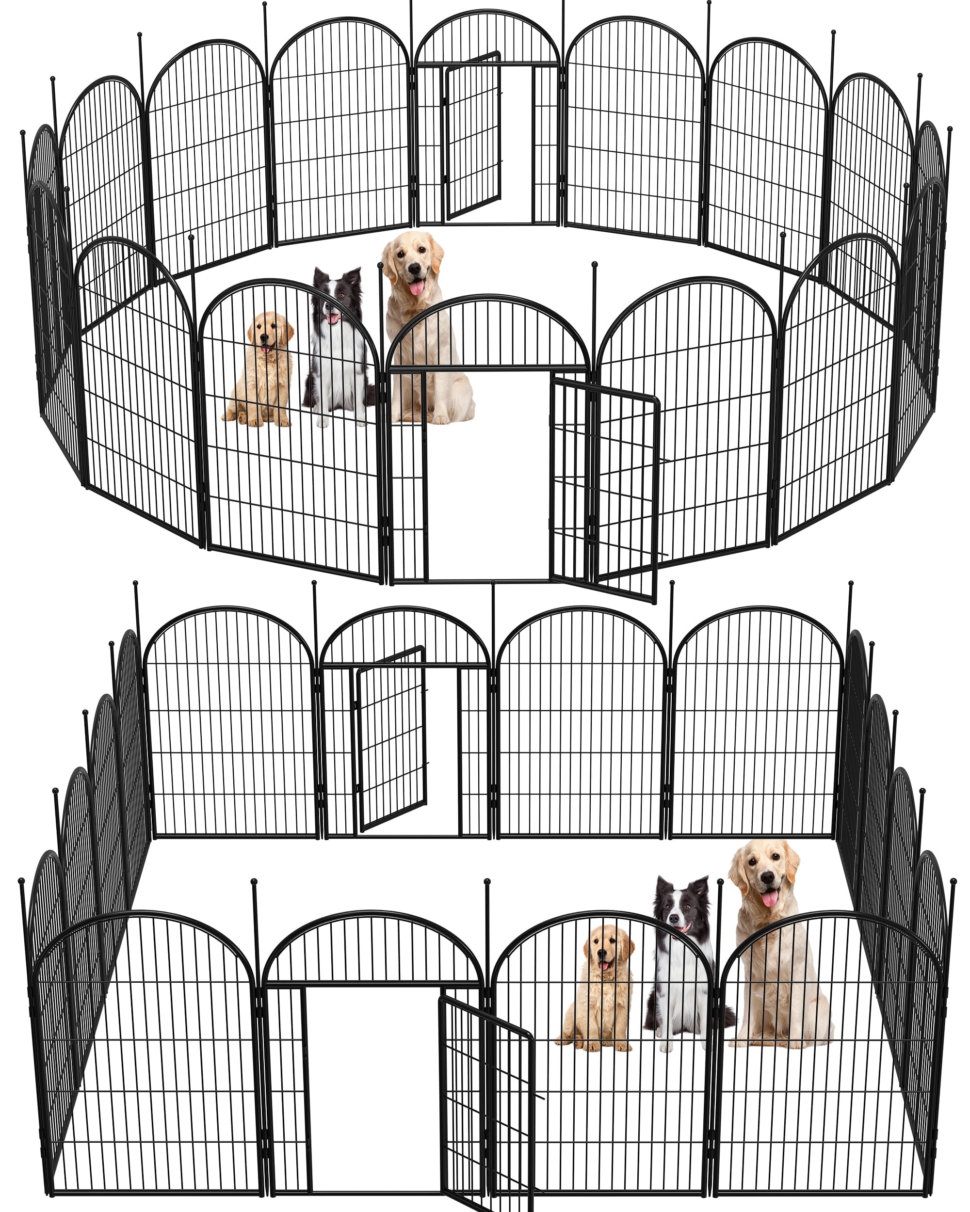 Heavy Duty Black Metal 40-Inch 16-Panel Pet Playpen
