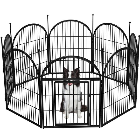 Monasem Dog Playpen Outdoor, 8 Panels 32" Height Dog Fence (Black)